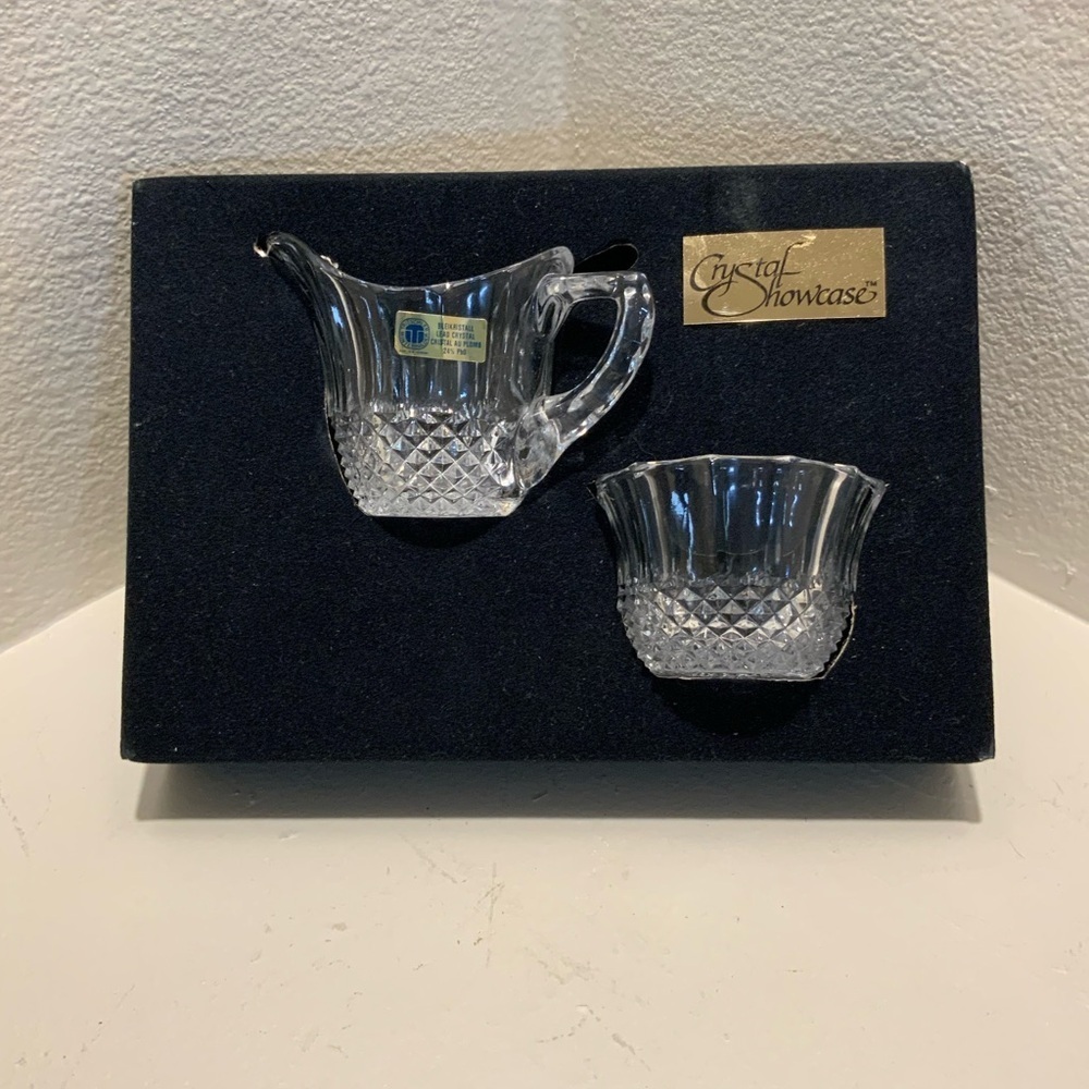 Vintage Crystal Creamer & Sugar Set - Lead Crystal with Original Box